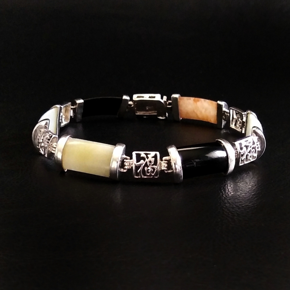 Vintage Auspicious Chinese gemstones bracelet